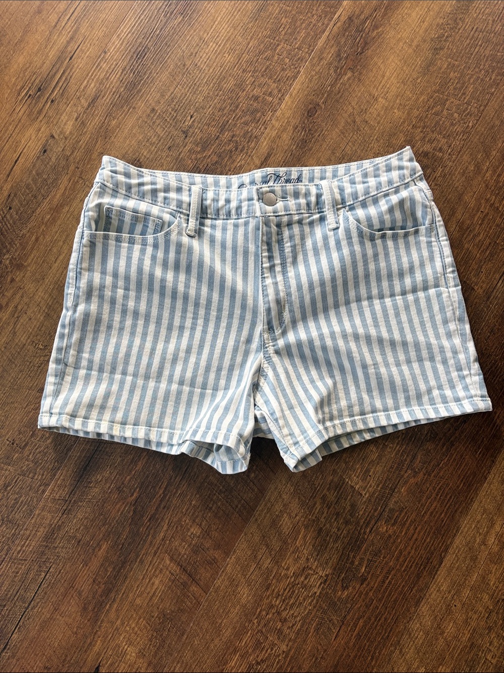 Universal Thread Blue & White Striped Jean Shorts